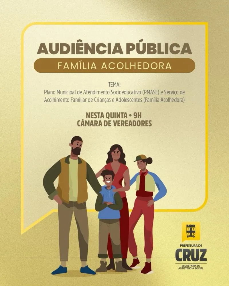 Audiência pública discutirá plano socioeducativo e acolhimento familiar para crianças e adolescentes nesta quinta (20)