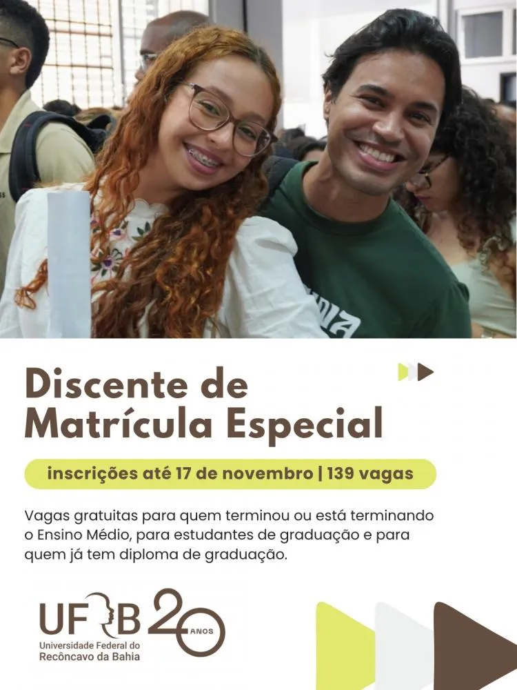 UFRB abre matrícula especial 2026.1 com 139 vagas em sete cidades