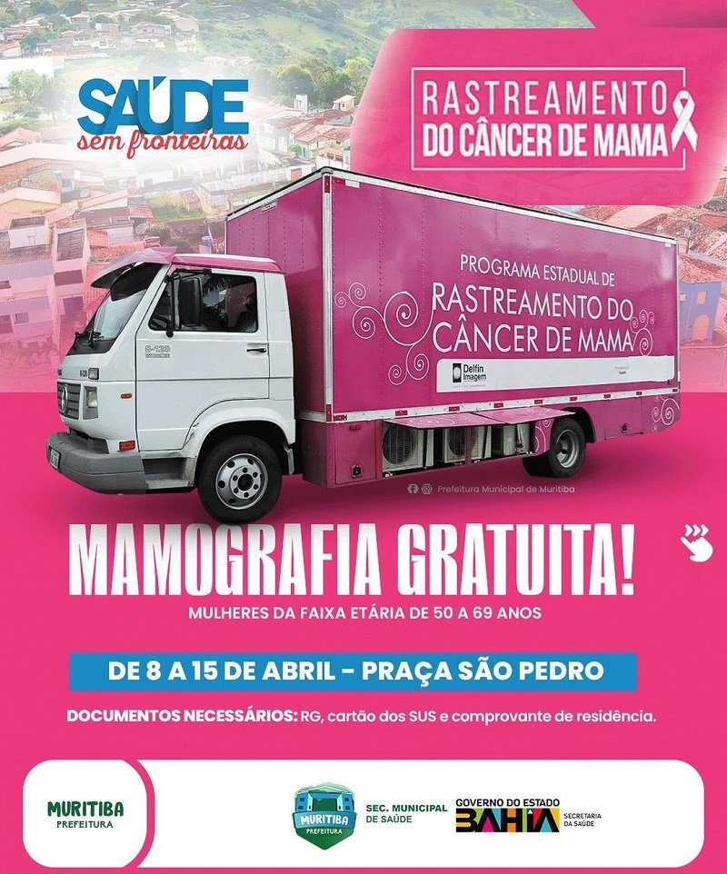 Muritiba recebe Carreta de Rastreamento do Câncer de Mama