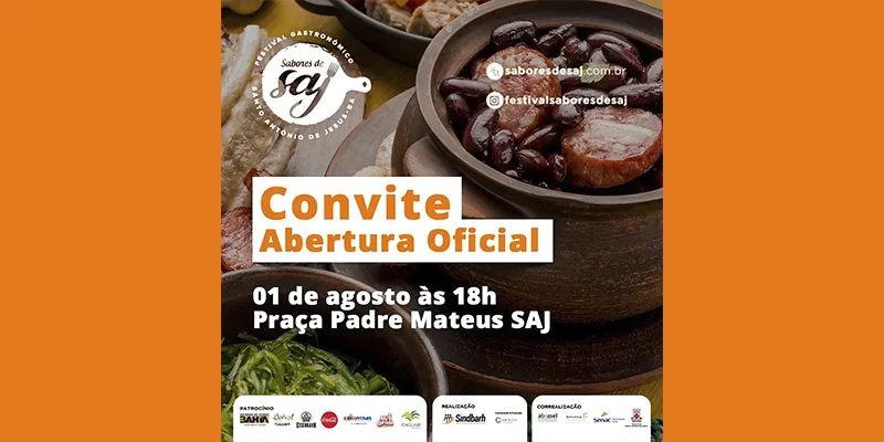 7º edição do Festival Gastronômico Sabores acontece de 1º a 4 de agosto em SAJ
