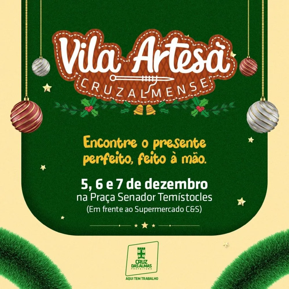 Prefeitura de Cruz vai realizar mais uma edição da Vila Artesã Natal a partir desta quinta-feira (05)