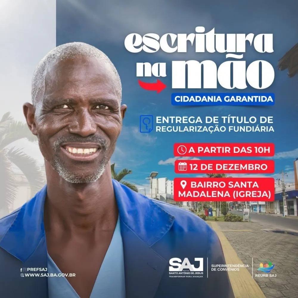 Prefeitura de SAJ realizará entrega de Título de Regularização Fundiária do Santa Madalena